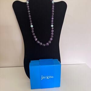 Jay King DTR Mine Finds Purple Amethyst Amazonite Bead Necklace 925 Sterling New